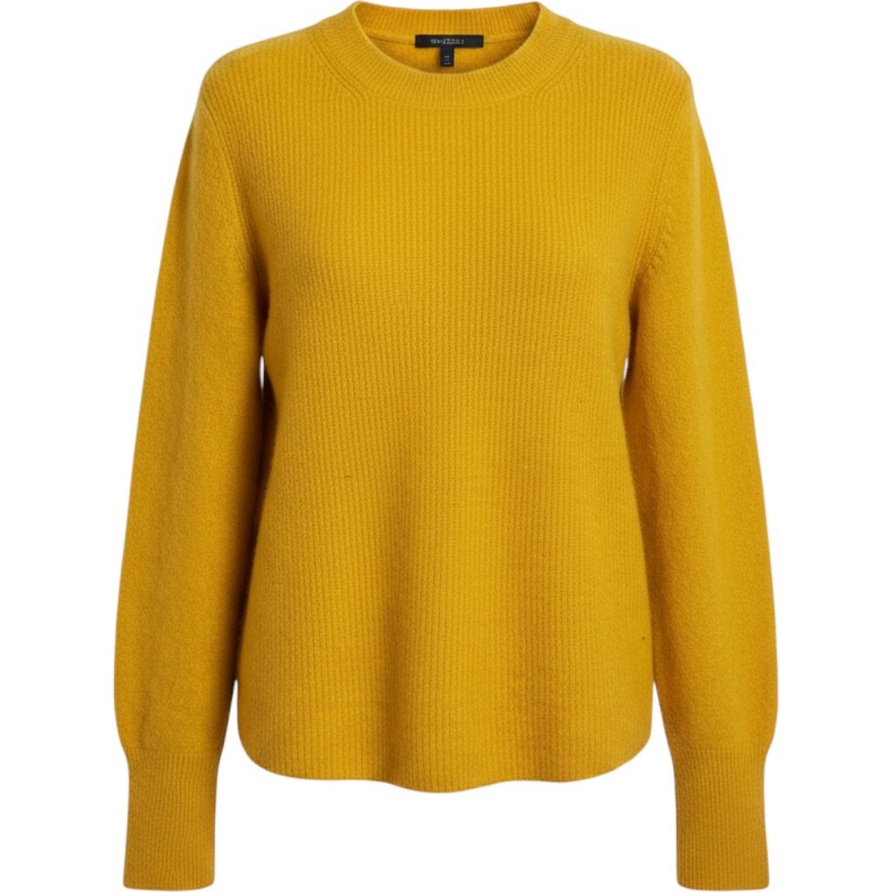 Banana Republic Mustard Yellow Wool Blend Ribbed Crew‎ Neck Sweater Womens XS